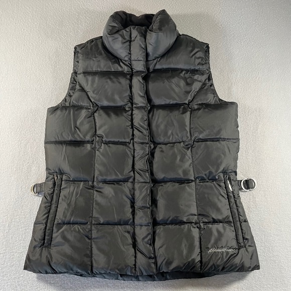 Eddie Bauer Jackets & Blazers - Eddie Bauer Womens Goose‎ Down Puffer Vest Black Quilted Full Zip Snap Small